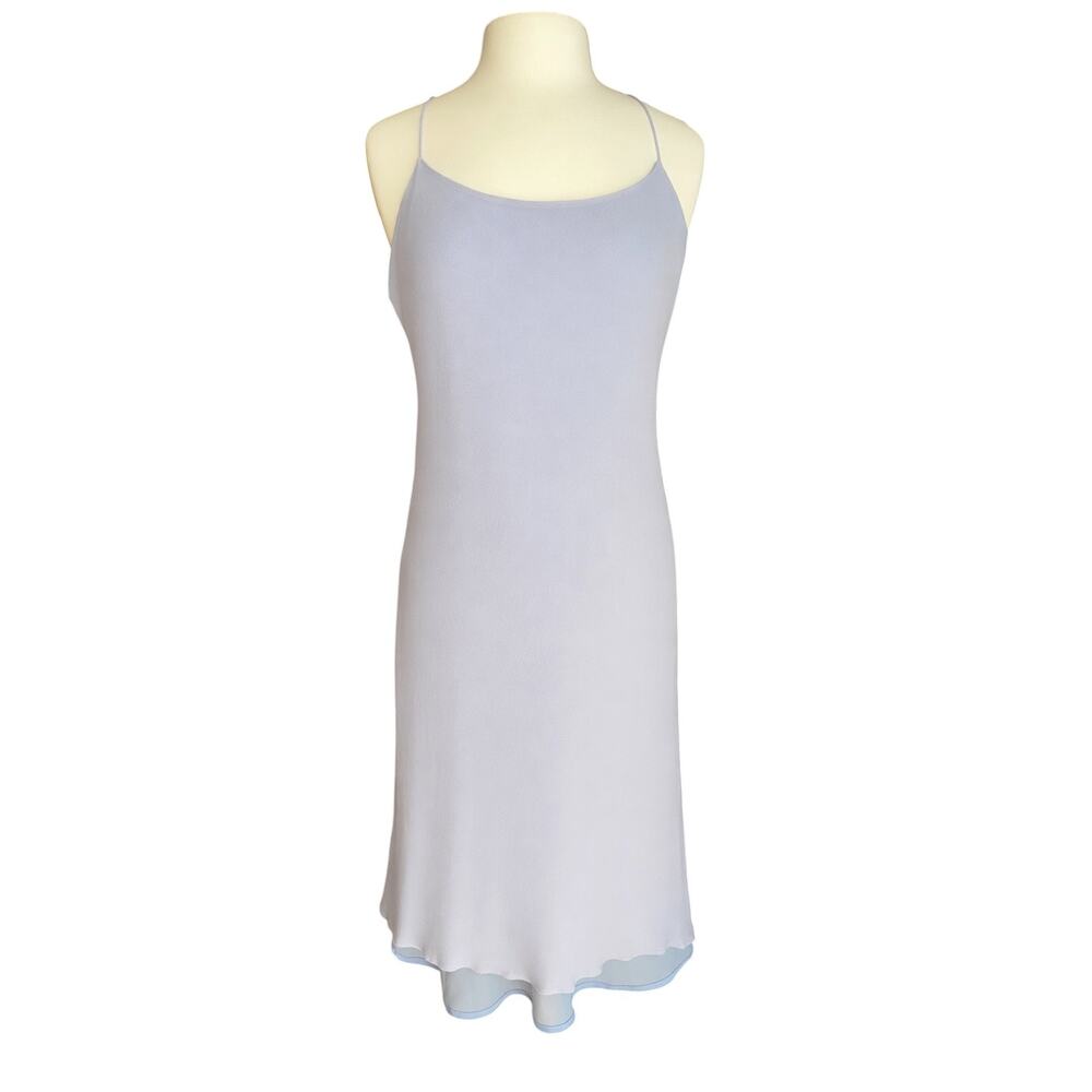 VTG Spenser Jeremy 100% Silk Lavender Slip Dress 14 Sheer Overlay 90s Fairycore